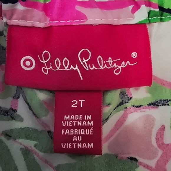 Lilly Pulitzer Target Vibrant Floral Colors Pom Pom Toddler Shorts Jumpsuit 2T - Picture 3 of 4